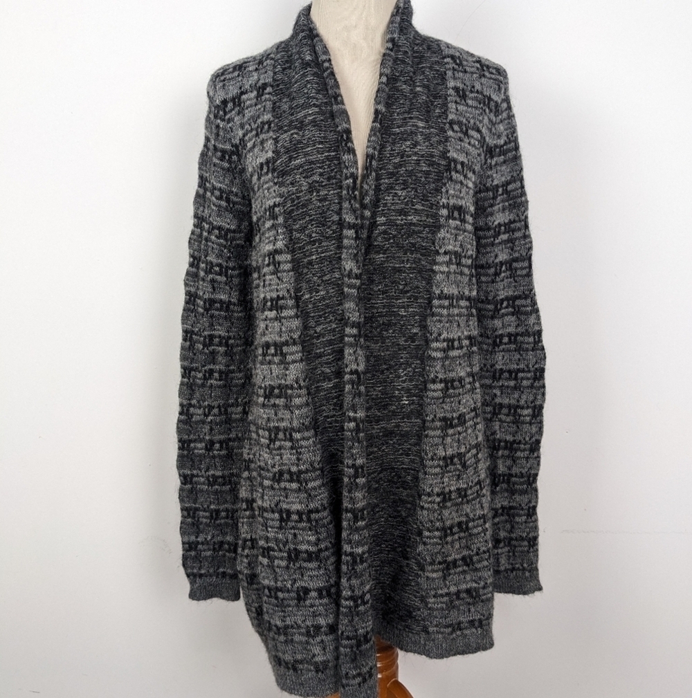 Cynthia Rowley Large Grey Wool Alpaca Blend Long Cardigan